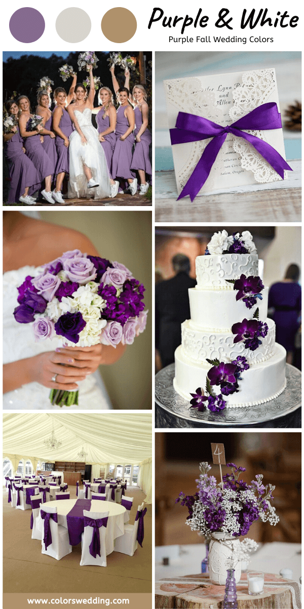 8 Perfect Purple Fall Wedding Color Palettes: Purple + White
